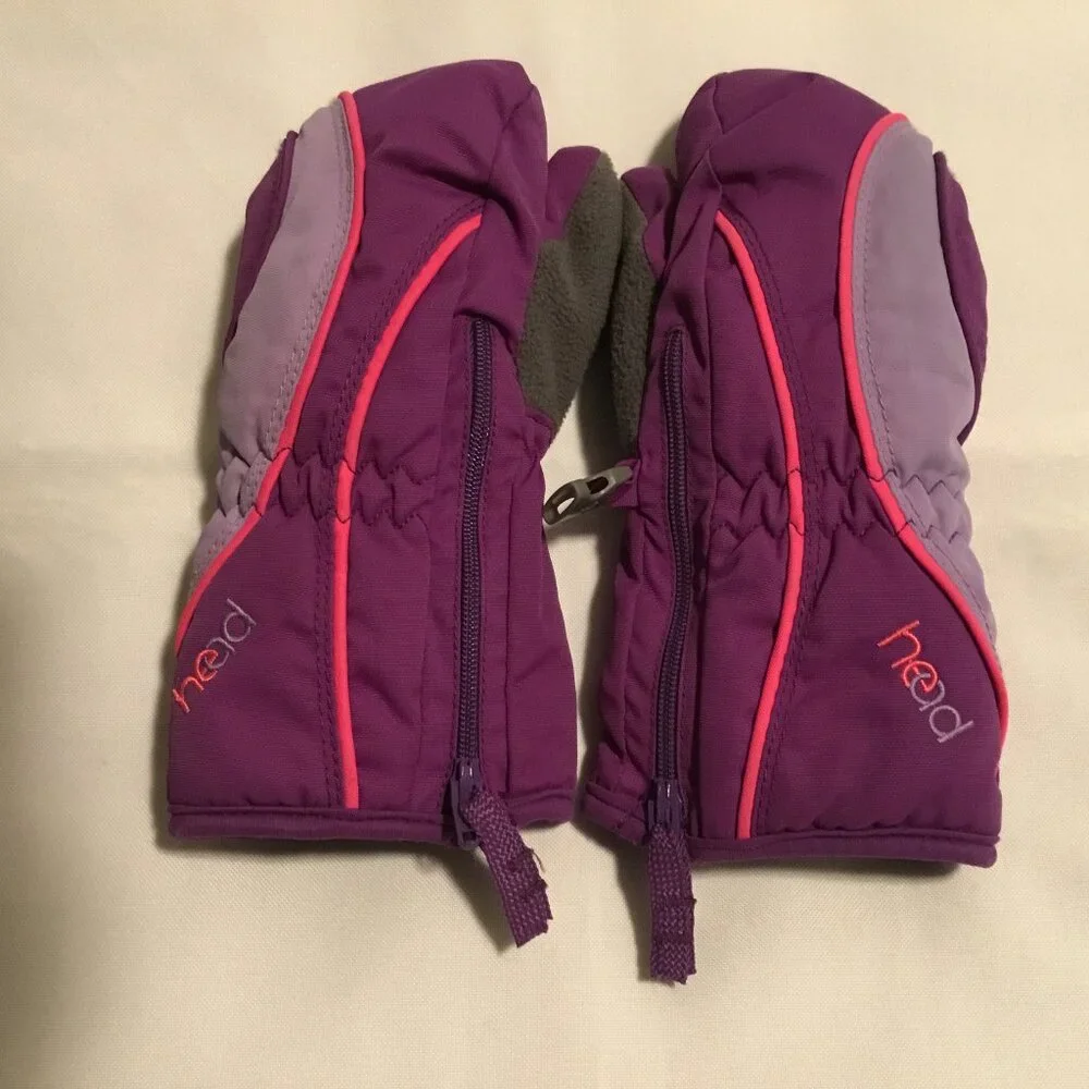 HEAD Purplel Warm WINTER MITTENS Ski Snowboard Hike Gloves YOUTH XS Toddler